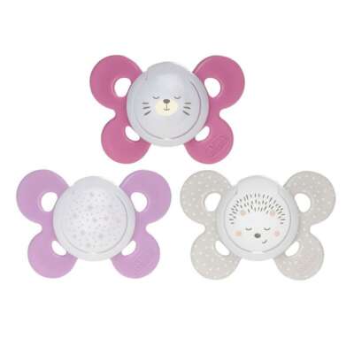 Chicco PhysioForma Comfort Snuð Silicone – Bleik 16-36 2stk „Glow in dark“