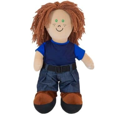 Dúkka með brúnt hár – 37cm