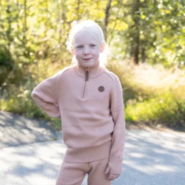 Bruse Merino ull – Hálfrennd Peysa & Buxur – Tuscany Rosa