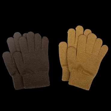 Ullar-Fingravettlingar Merino – 2pör Bone/Brown Mix