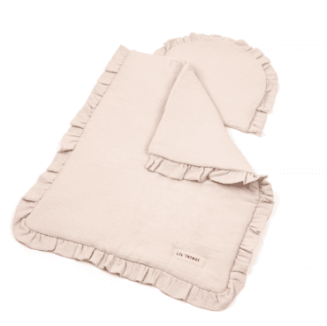 Teppi + Koddi m/fyllingu – Hvítt